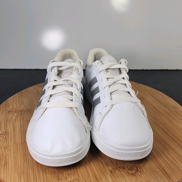 Big Kids Adidas Grand Court Low Sz 3.5 010548 White Leather Athletic Sneakers - Picture 4 of 8